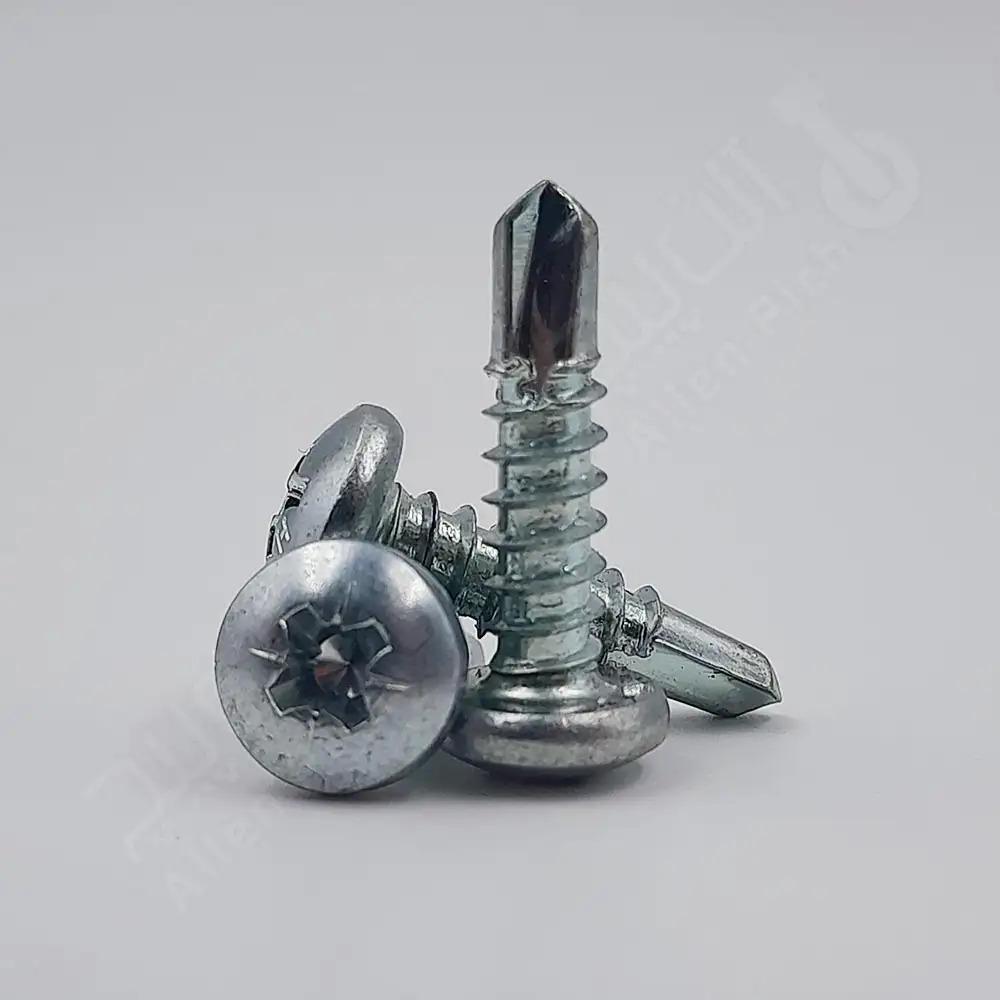 پیچ خودکار سر عدسی چهارسو سر مته ای سفید | DIN 7504 N|DIN 7504 N | Cross Recessed Pan Head Drilling Screws  Phillips Zinc Plated