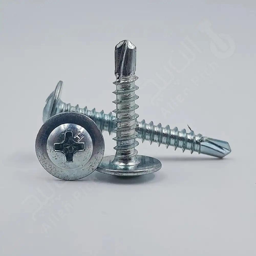 پیچ خودکار سر عدسی واشردار چهارسو نوک مته ای تایوانی | DIN 7504 T|DIN 7504 T | Cross Recessed Pan Flange Head Drilling Screws Phillips Zinc Plated