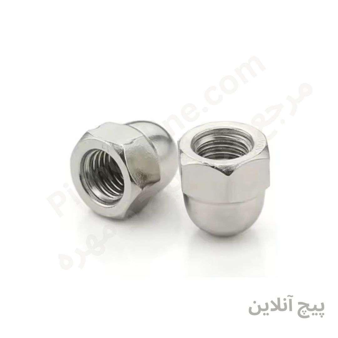 مهره شش گوش سربسته آهن 5.6 سفید چینی|Metric DIN 1587 Hexagonal Dome (Acorn) Nut